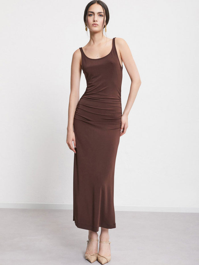 Ottod'Ame Stretch Long Dress Chocolate