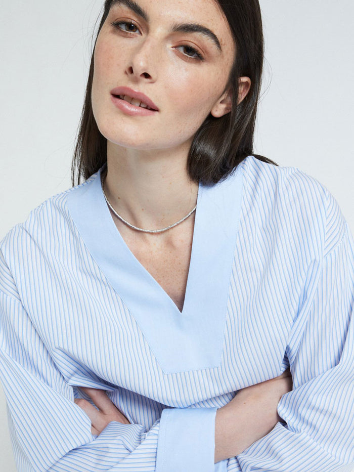Ottod'Ame Striped Shirt Blue & White