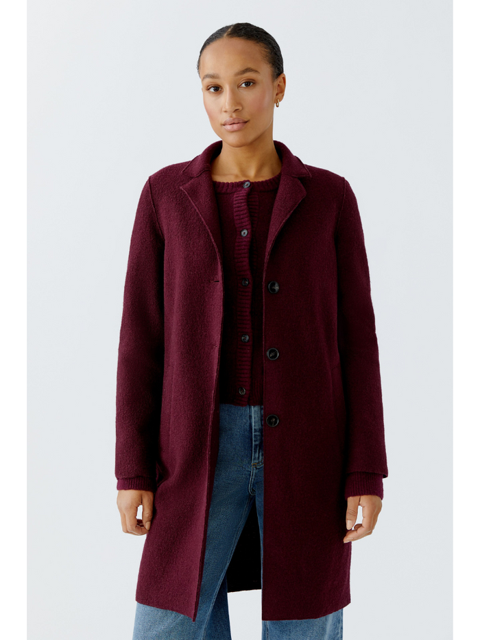 Oui Boiled Wool Coat Bramble Berry