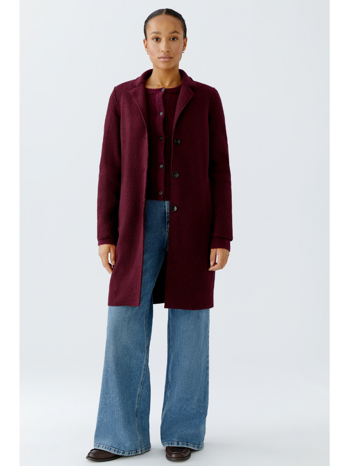 Oui Boiled Wool Coat Bramble Berry