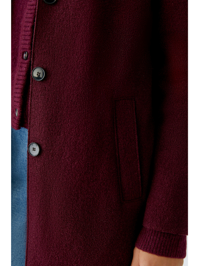 Oui Boiled Wool Coat Bramble Berry