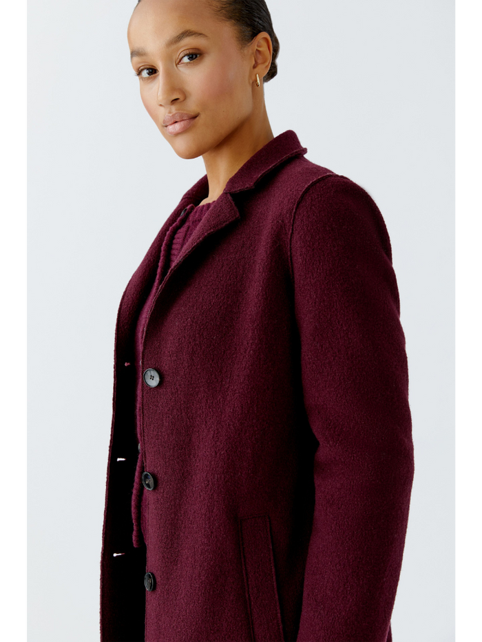 Oui Boiled Wool Coat Bramble Berry