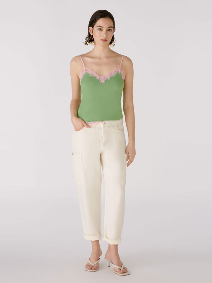 Oui Cami Top Green & Pink