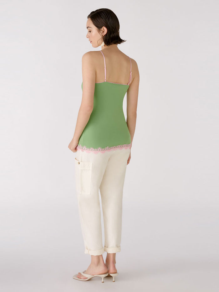 Oui Cami Top Green & Pink