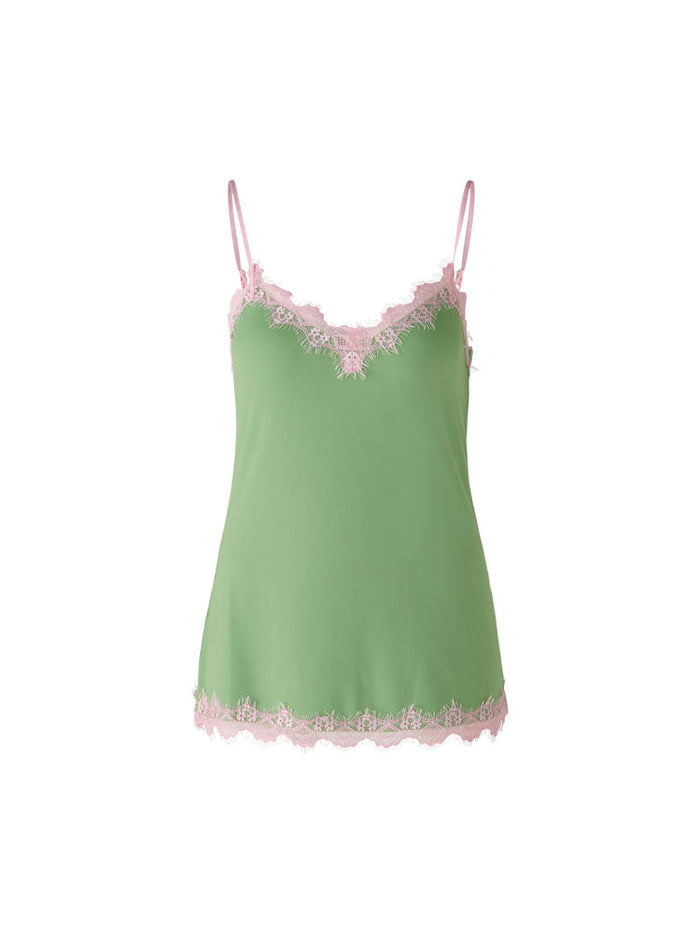 Oui Cami Top Green & Pink