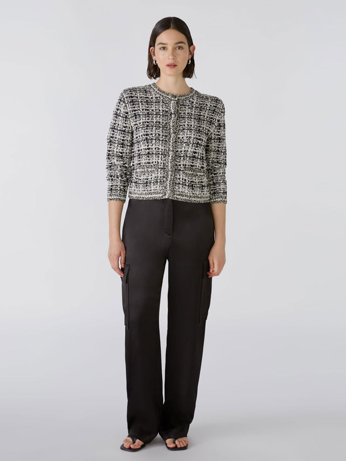 Oui Cardigan Black & Off White