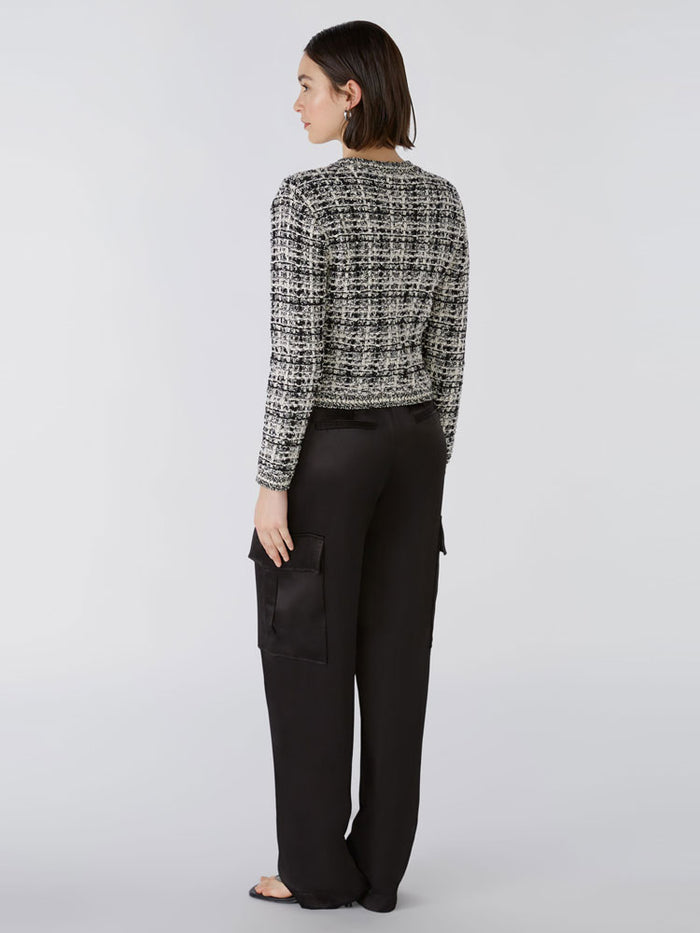 Oui Cardigan Black & Off White