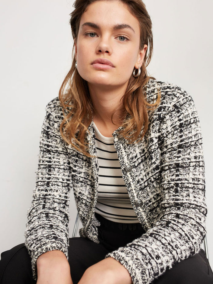 Oui Cardigan Black & Off White