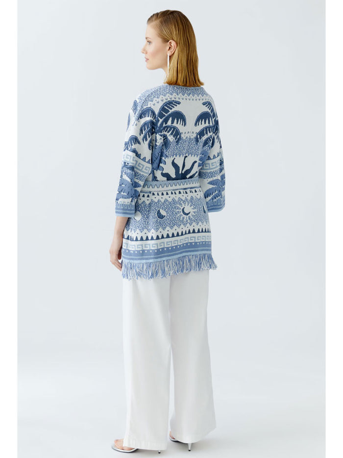 Oui Cardigan Blue & White