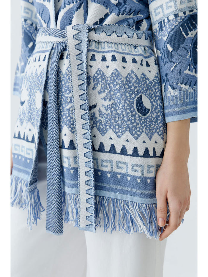 Oui Cardigan Blue & White