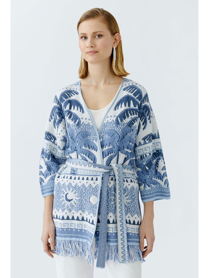 Oui Cardigan Blue & White