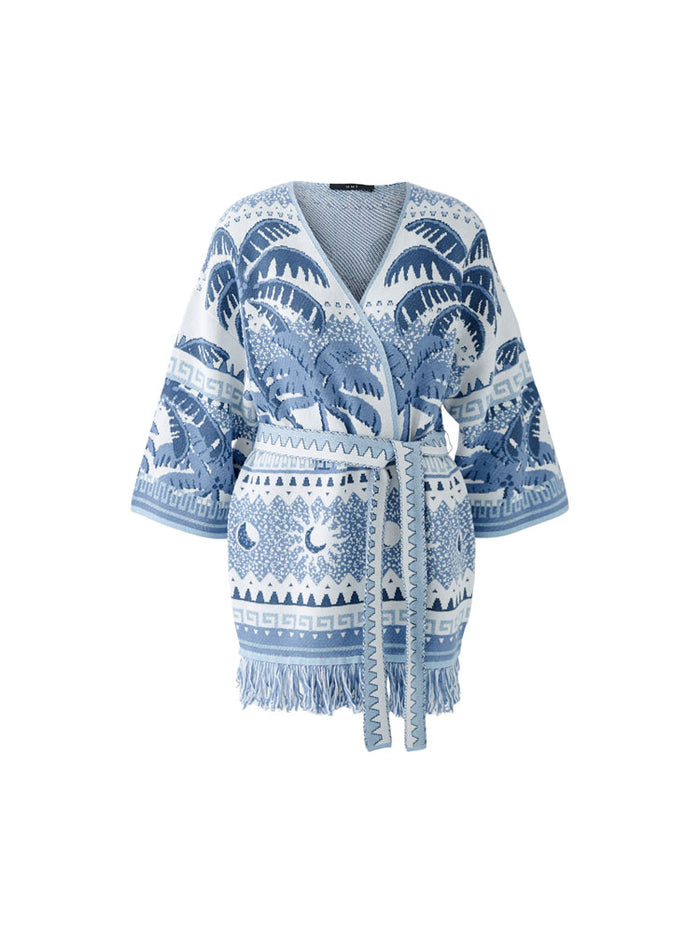 Oui Cardigan Blue & White