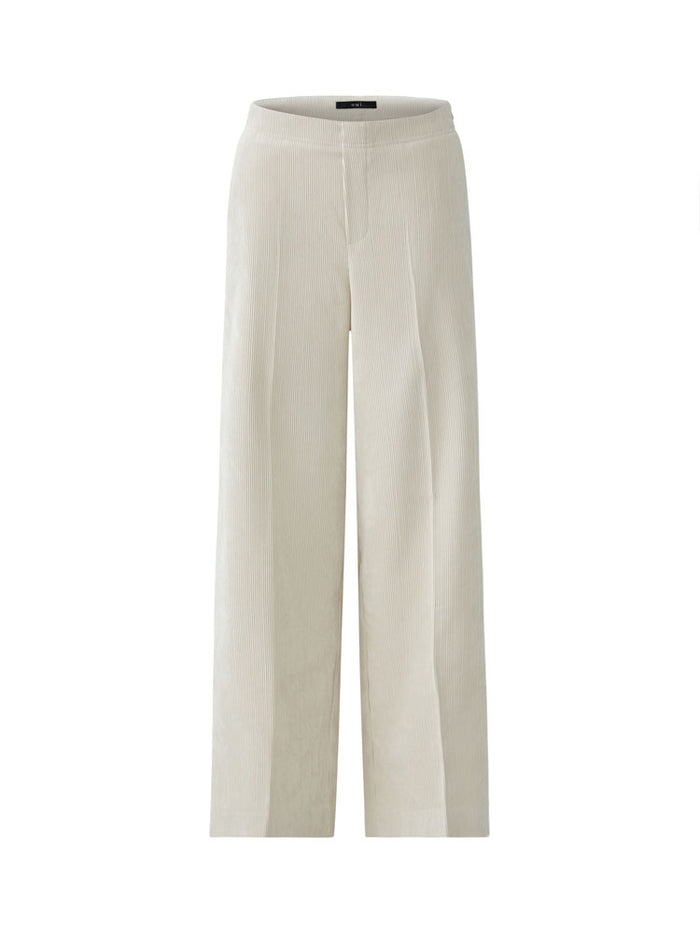 Oui Corduroy Trousers Light Beige Melange
