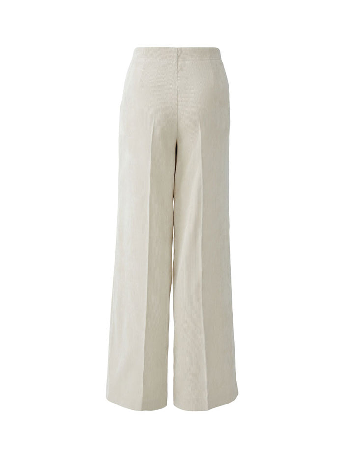 Oui Corduroy Trousers Light Beige Melange
