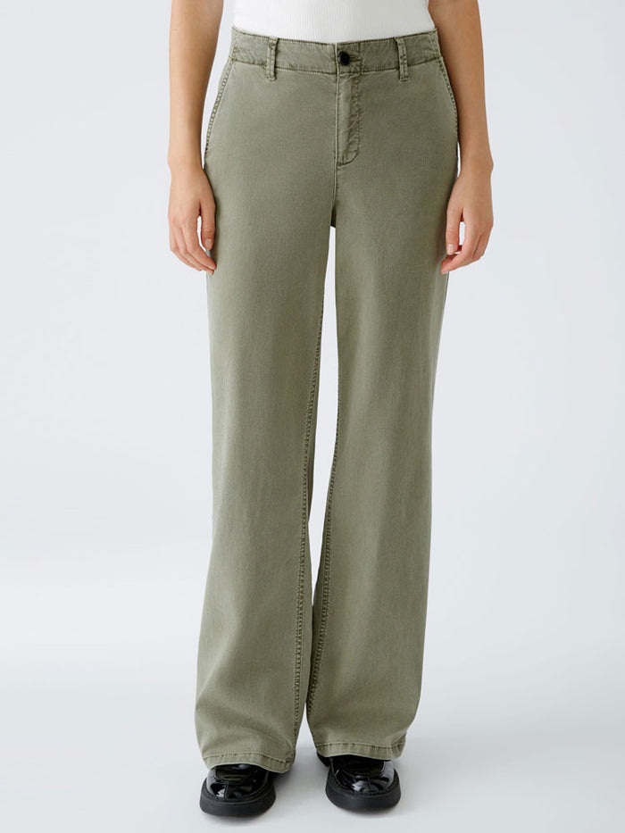 Oui Denim Trousers Dusty Olive