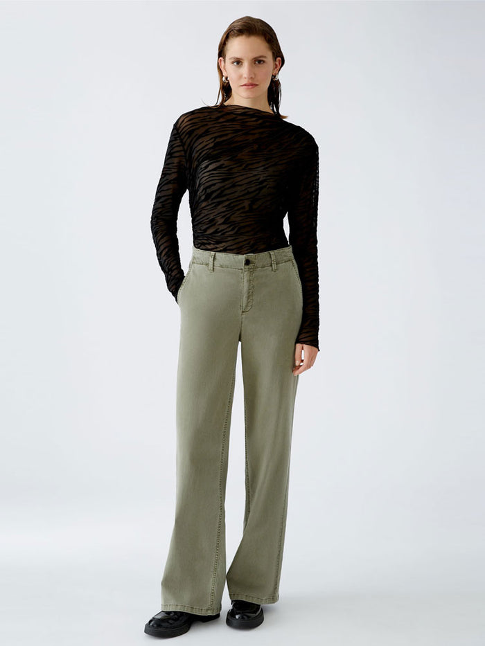 Oui Denim Trousers Dusty Olive