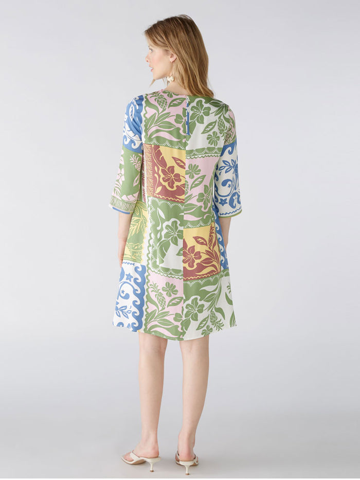 Oui Dress Blue & Green