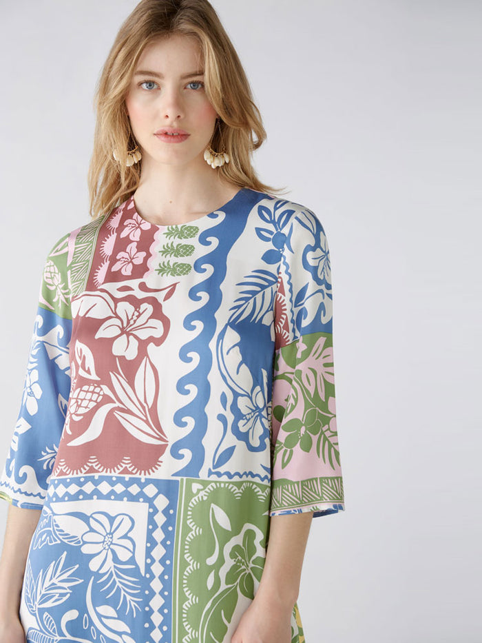 Oui Dress Blue & Green