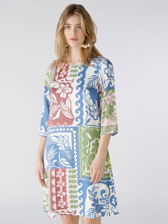 Oui Dress Blue & Green