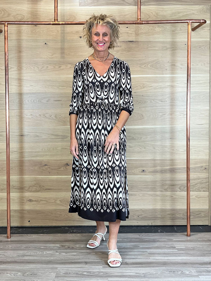 Oui Dress Dark Brown & Stone