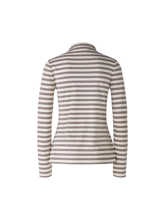 Oui Funnel Neck Top Brown & Off White