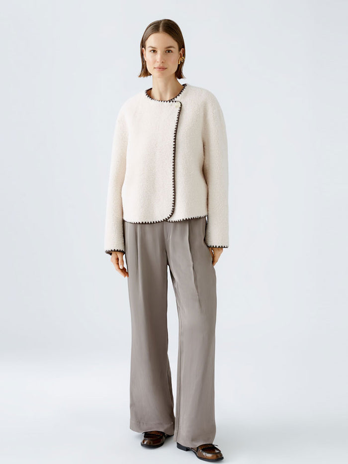 Oui Jacket Off White & Brown