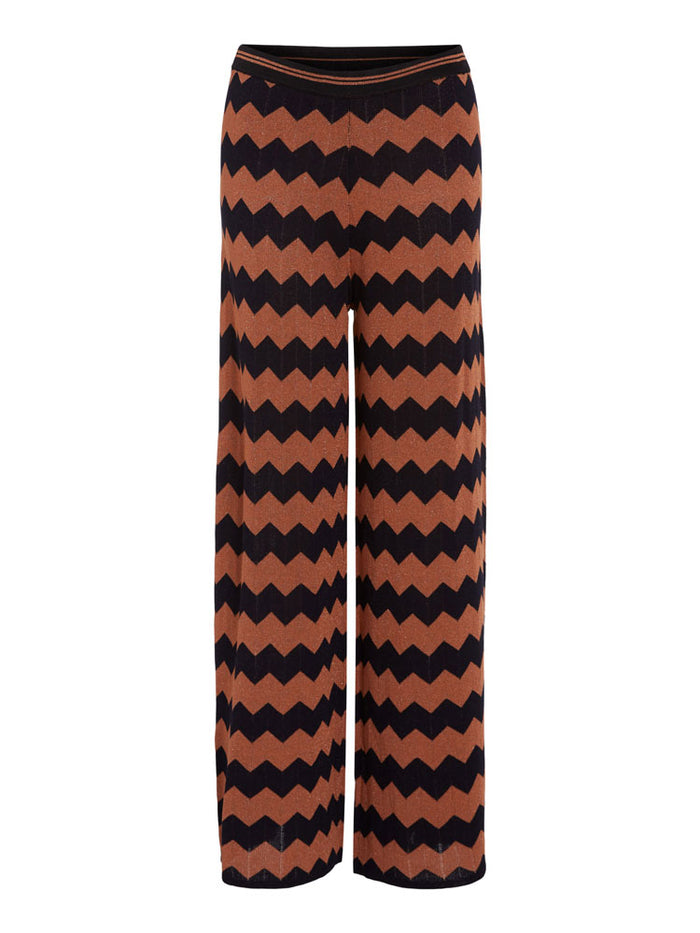 Oui Knitted Trousers Black & Brown