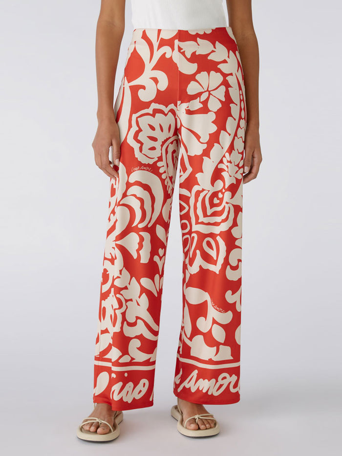 Oui Marlene Trousers Red & White
