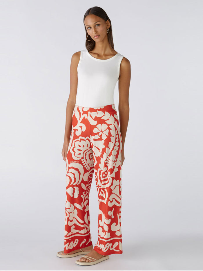 Oui Marlene Trousers Red & White