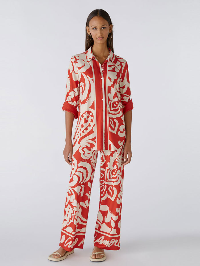 Oui Marlene Trousers Red & White