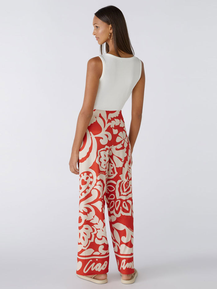 Oui Marlene Trousers Red & White