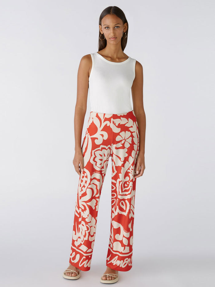 Oui Marlene Trousers Red & White