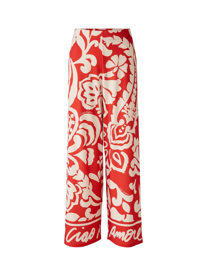 Oui Marlene Trousers Red & White