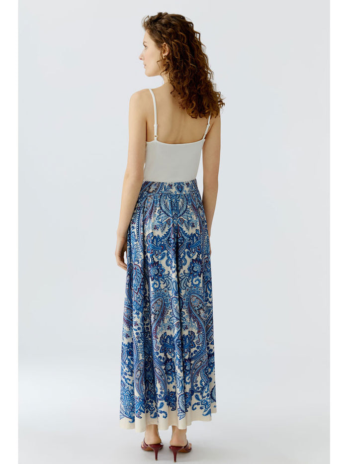 Oui Paisley Print Maxi Skirt Blue