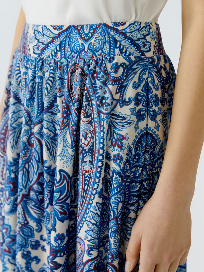 Oui Paisley Print Maxi Skirt Blue