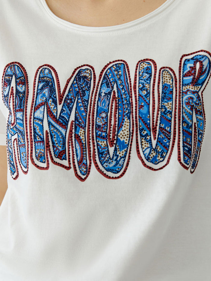 Oui Printed 'Amour' T-Shirt Cloud Dancer