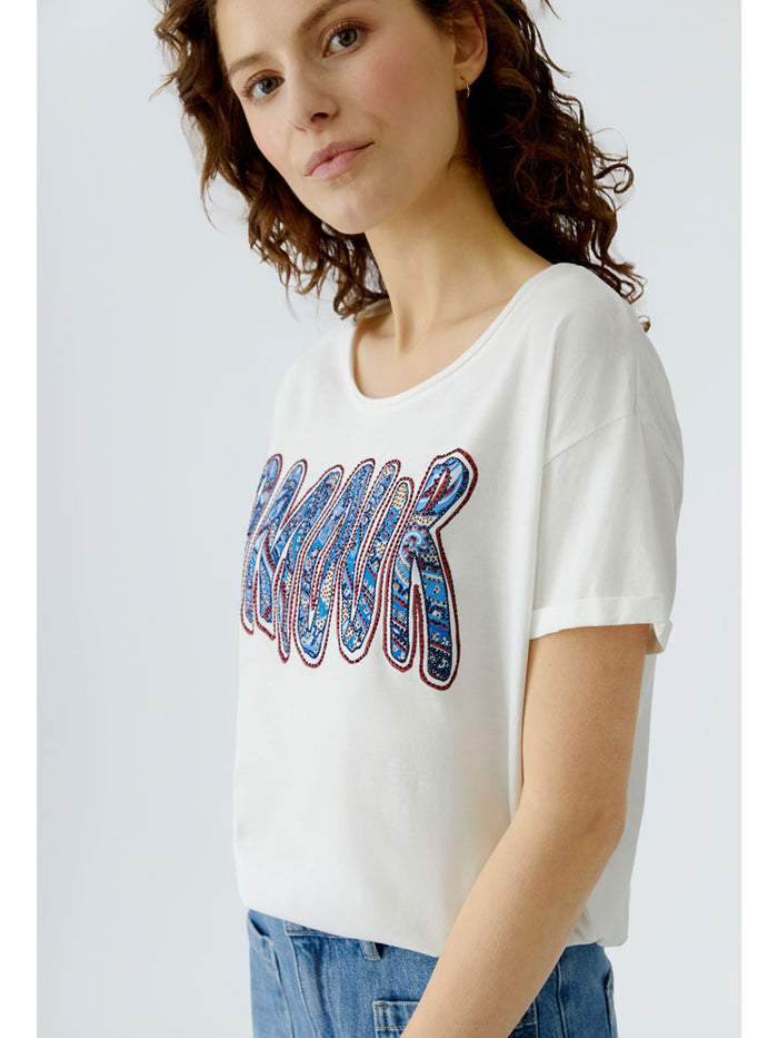 Oui Printed 'Amour' T-Shirt Cloud Dancer