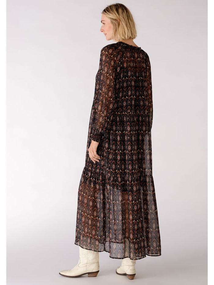 Oui Printed Dress Black Brown