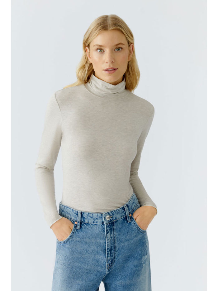 Oui Roll Neck Light Beige Melange