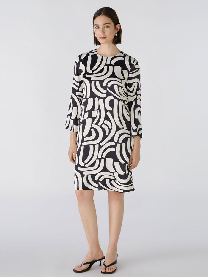 Oui Short Dress Black & Off White