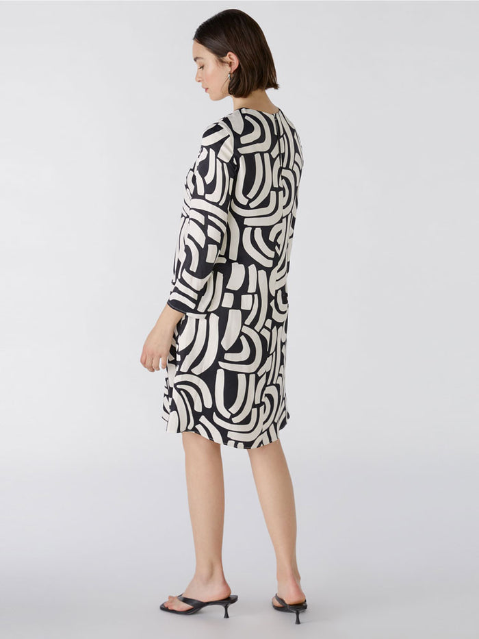 Oui Short Dress Black & Off White