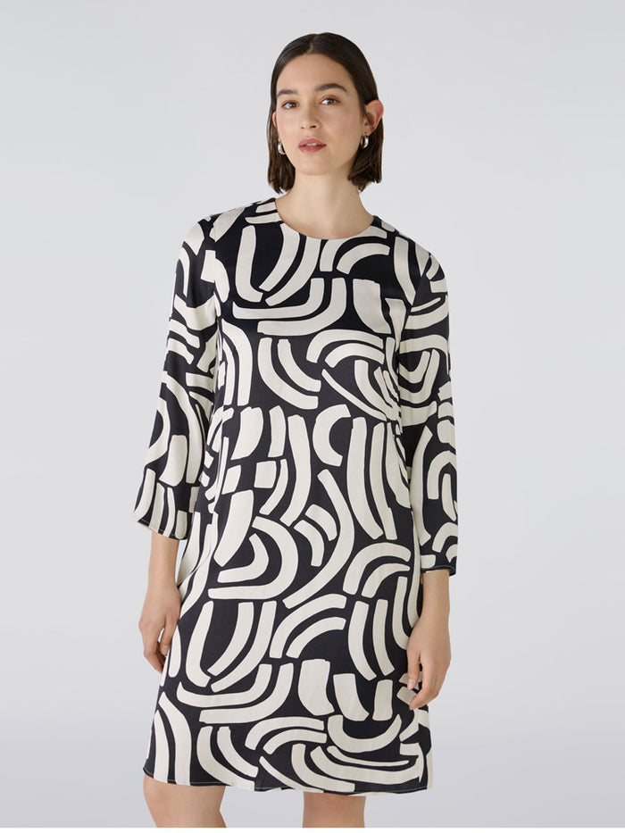 Oui Short Dress Black & Off White