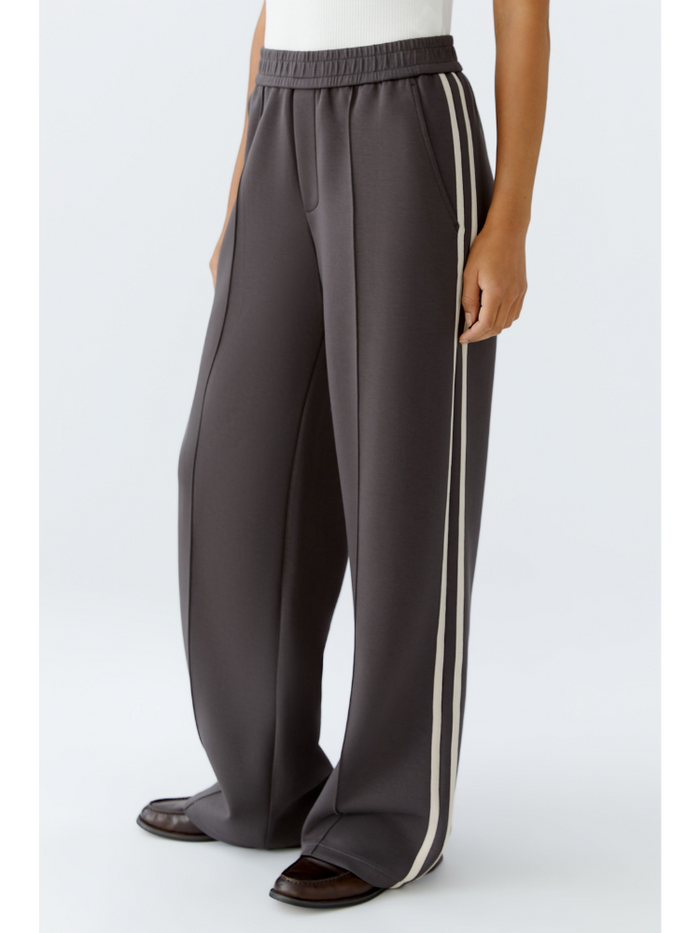 Oui Side Stripe Trousers Espresso