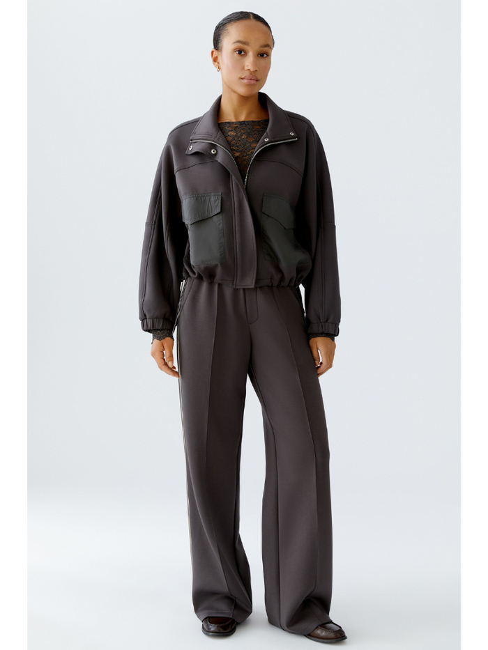 Oui Side Stripe Trousers Espresso