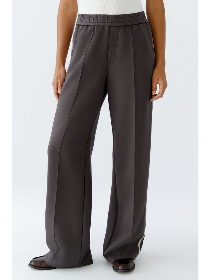 Oui Side Stripe Trousers Espresso