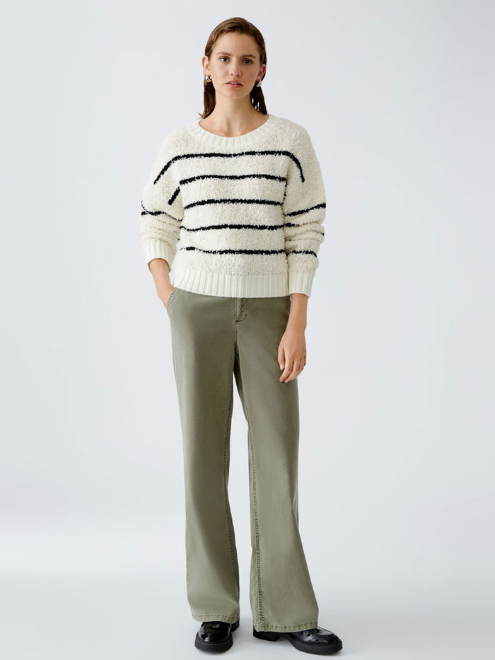 Oui Striped Jumper White & Black