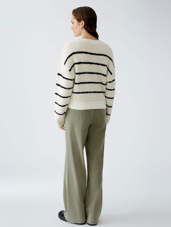 Oui Striped Jumper White & Black