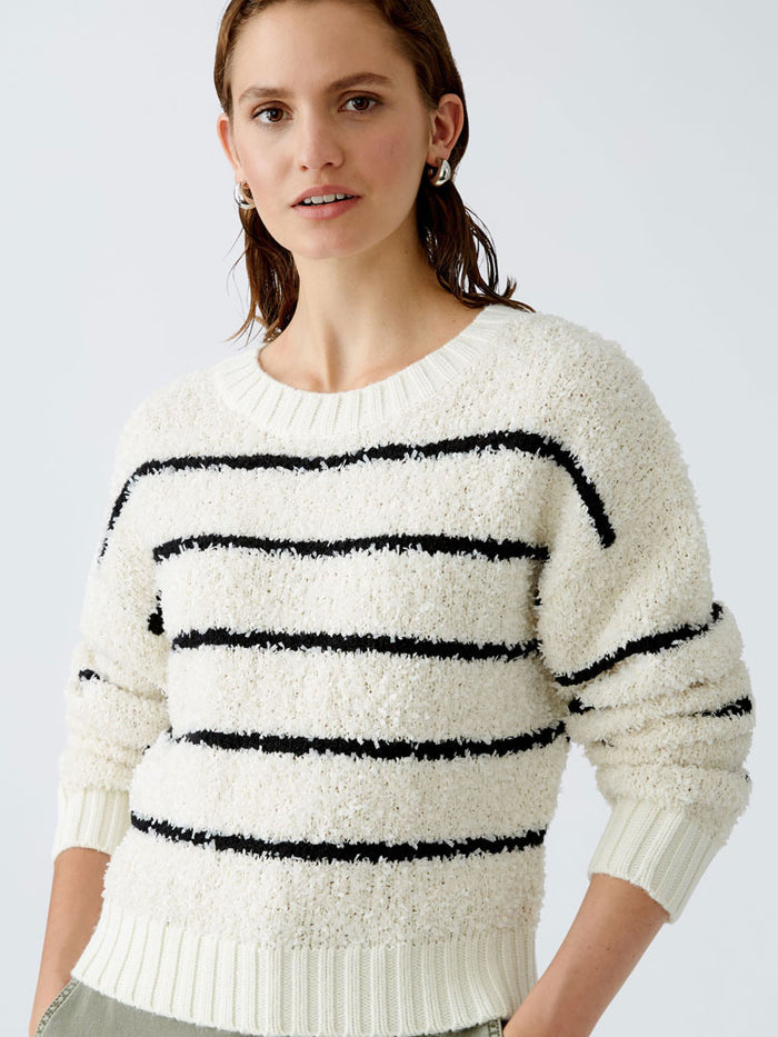 Oui Striped Jumper White & Black
