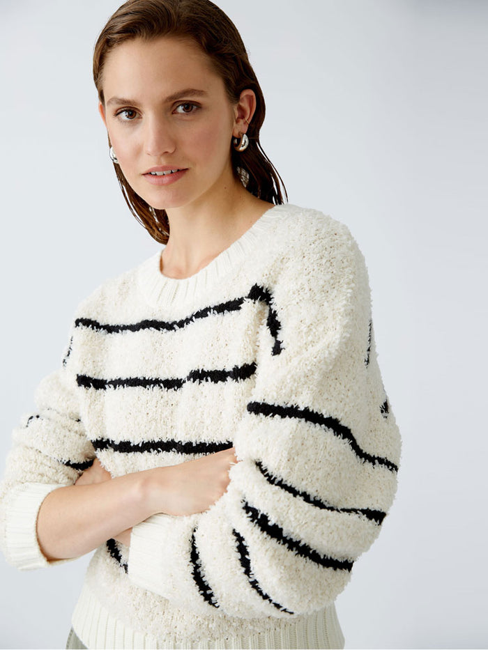 Oui Striped Jumper White & Black