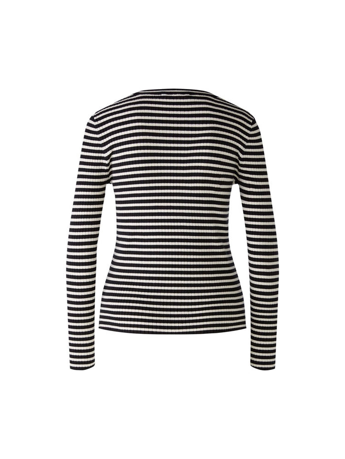 Oui Striped Thin Jumper Black & Off White